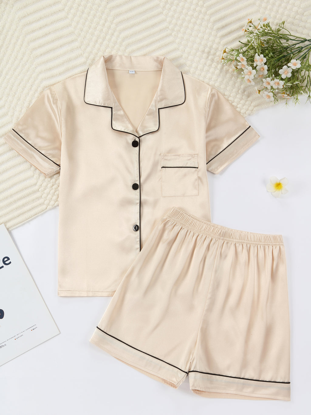Kids Satin Pajama Set 🖤 – Classic Black Sleepwear (Ages 5–14)