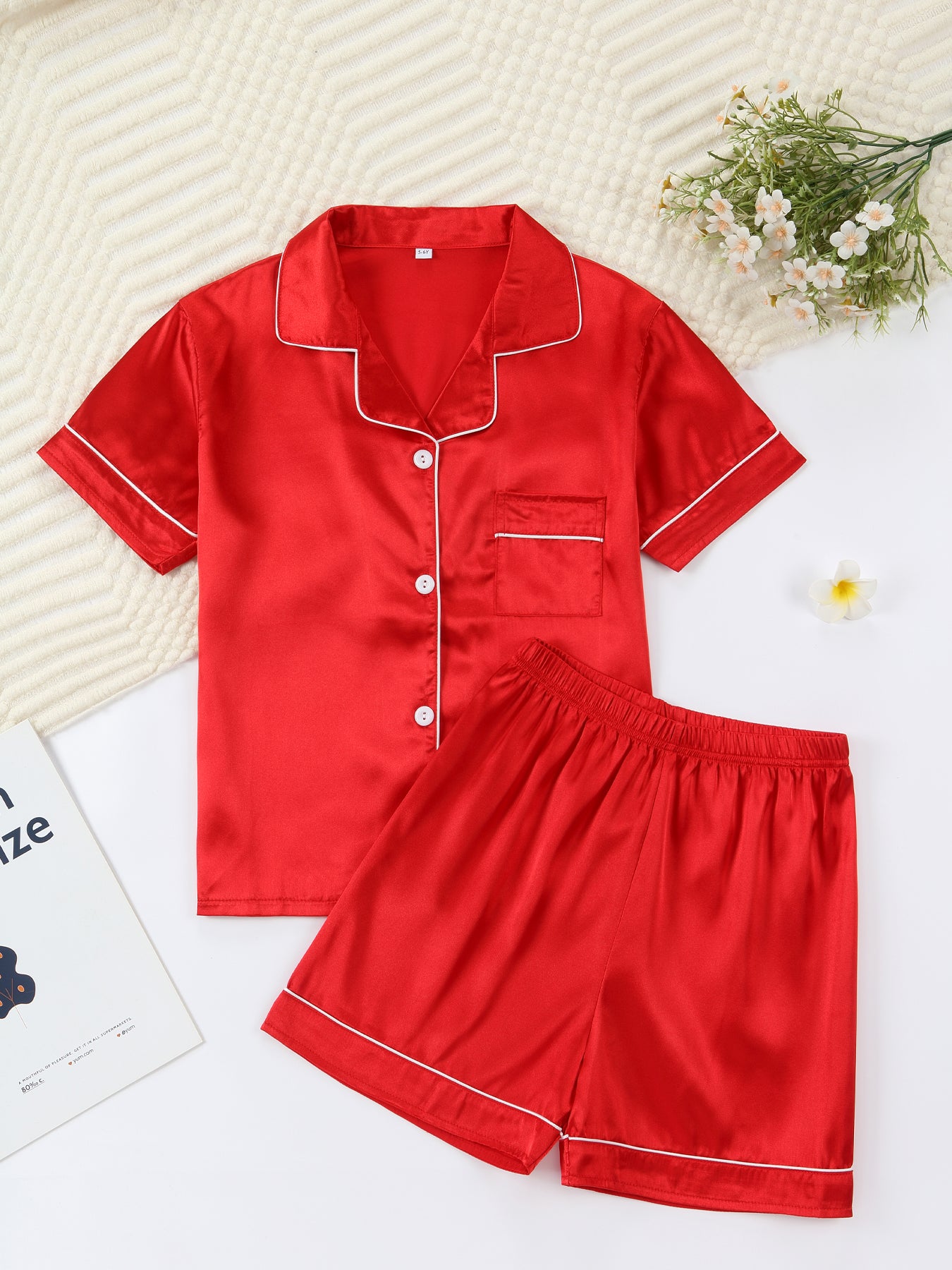 Kids Satin Pajama Set 🖤 – Classic Black Sleepwear (Ages 5–14)