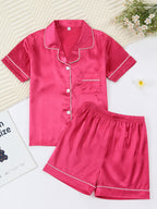 Kids Satin Pajama Set 🖤 – Classic Black Sleepwear (Ages 5–14)