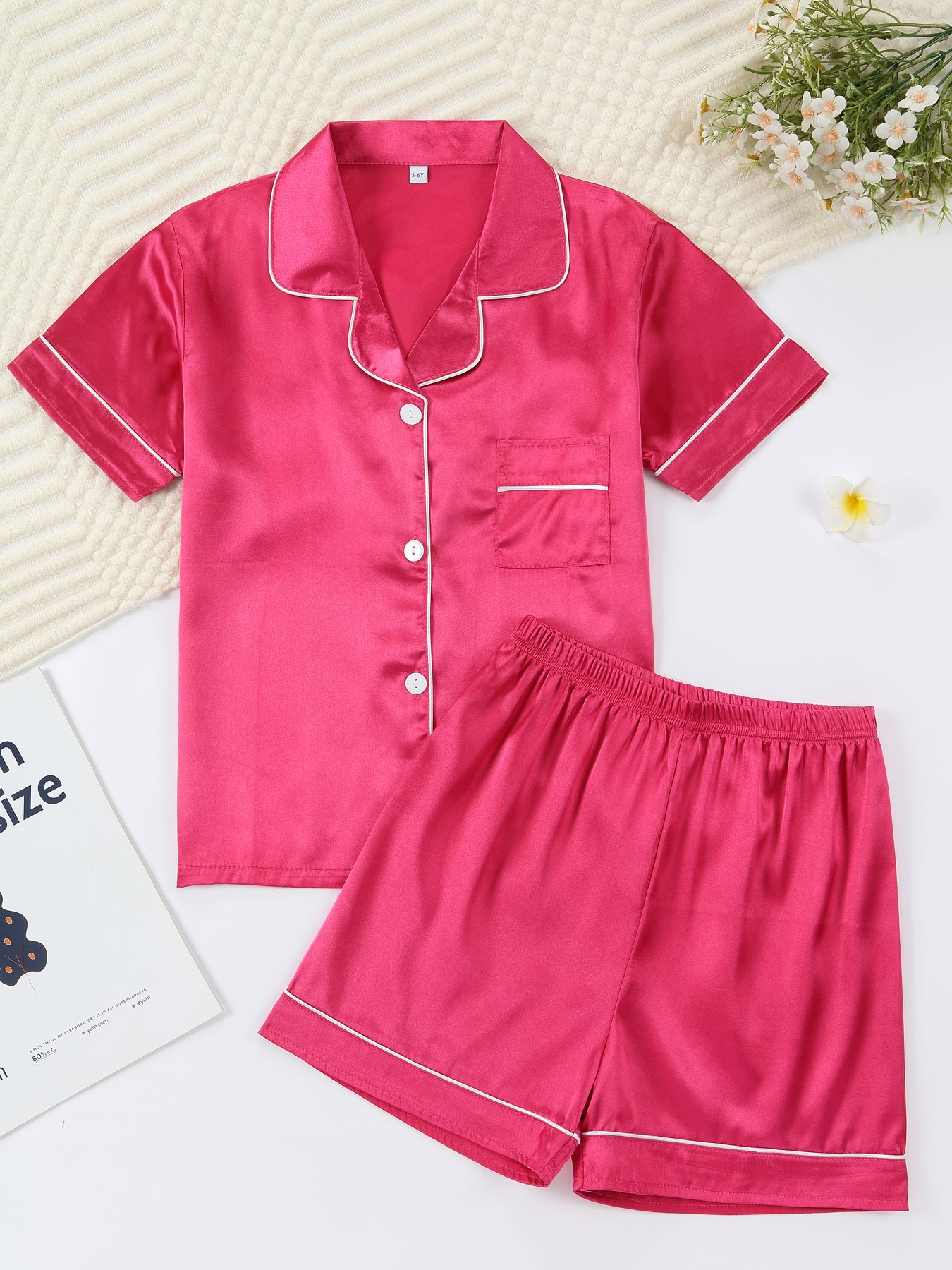 Kids Satin Pajama Set 🖤 – Classic Black Sleepwear (Ages 5–14)